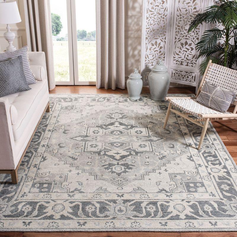 Gray Hand-Knotted Wool and Viscose 4' x 6' Area Rug