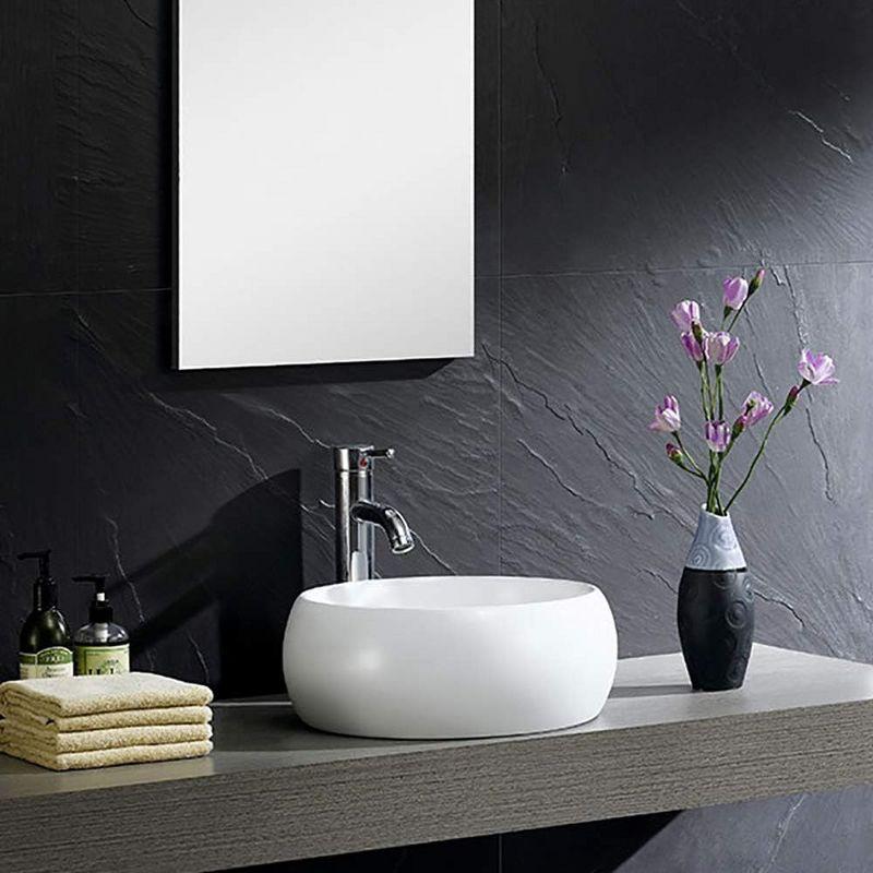 Modern White Ceramic Round Vessel Bathroom Sink