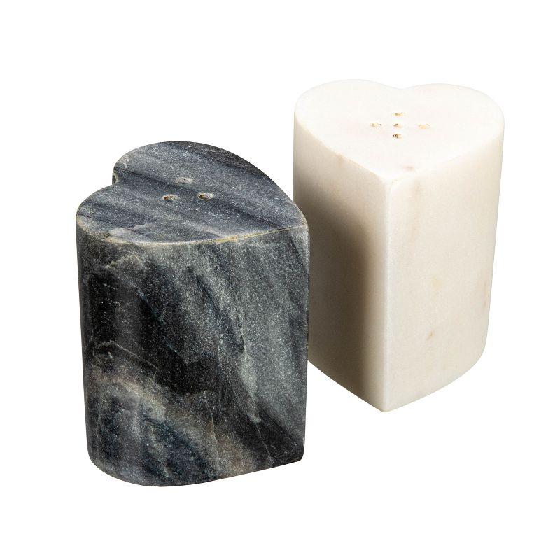 Creative Co-Op Heart-Shaped Marble Salt And Pepper Shakers