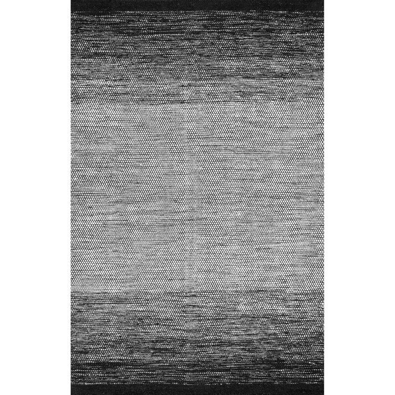 Nuloom Desantis Striped 6x9 Wool Indoor Area Rug for Living Room Bedroom Dining Room Kitchen, Black and White/Blue