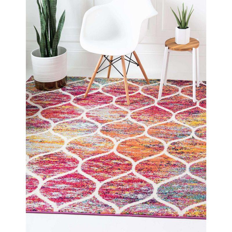 Unique Loom 3' 0 x 3' 0 Trellis Frieze Rounded Multi Area Rug