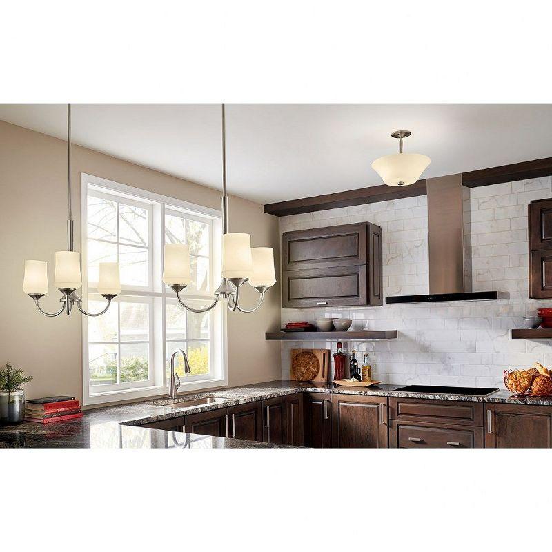 Aubrey Brushed Nickel 3-Light Chandelier with Satin Etched Glass