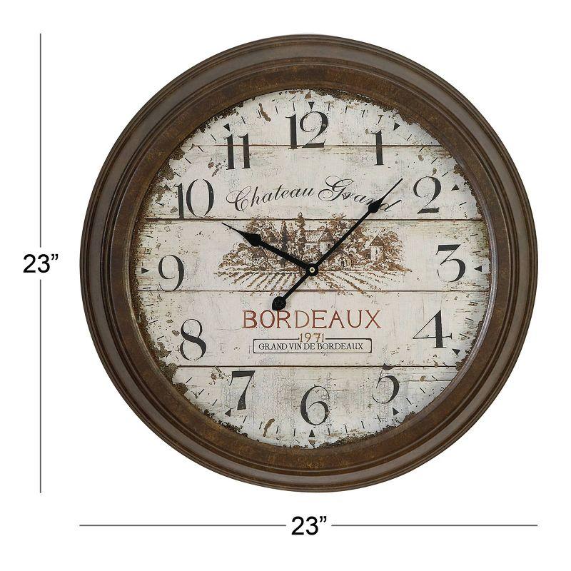 Vintage 23'' White and Brown Metal Wall Clock