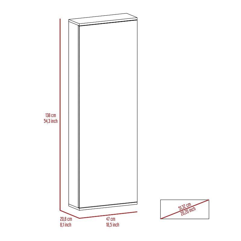 Depot E-Shop Wall Shoe Rack 54" H, One Mirror, One Door, Five Internal Storage Shelves, Approximate Capacity for Ten Shoes