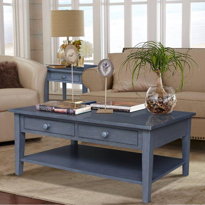 Spencer Antique Washed Heather Gray Wood Coffee Table with Storage