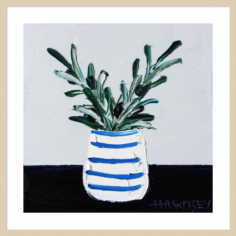 Amanti Art Navy Olive by Angela Hawkey Wood Framed Wall Art Print 33 x 33