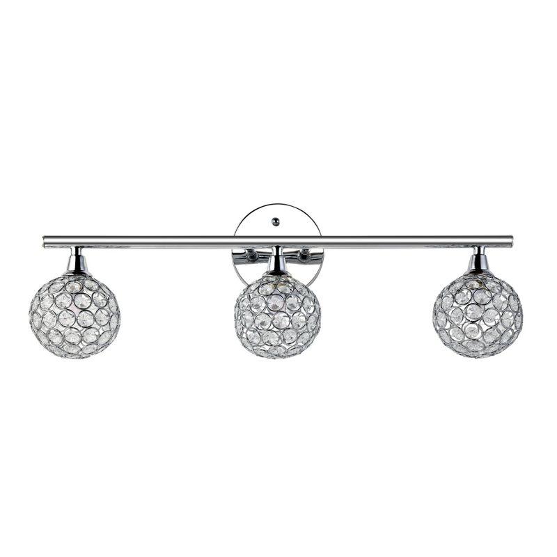 JONATHAN Y Maeve 23" 3-Light Iron/Glass Contemporary Glam LED Vanity Light, Chrome