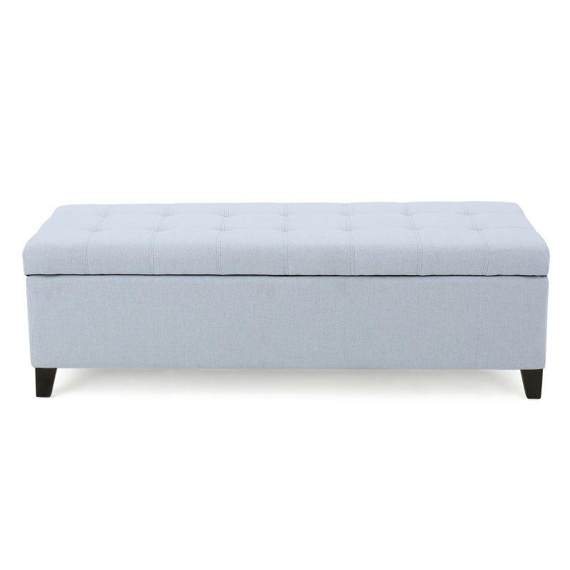 Christopher Knight Home Mission Storage Ottoman Light Sky Blue: Upholstered Rectangular Bench with Hardwood Frame