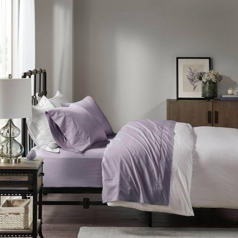 Madison Park Peached Percale 200 Thread Count Relaxed Cotton Percale Sheet Set