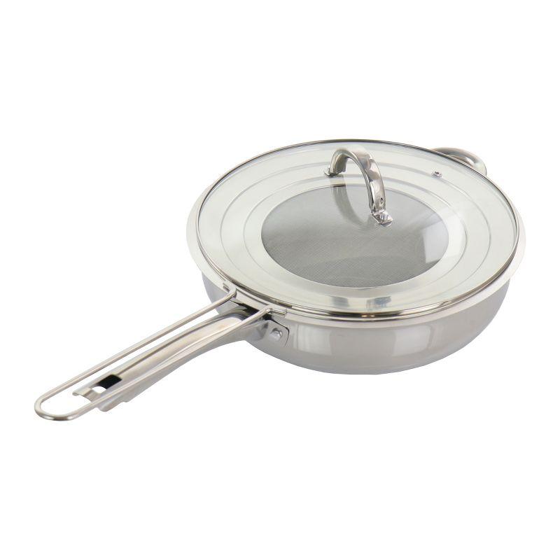 Oster 4 Quart Stainless Steel Saute Pan with Lid and Splatter Guard