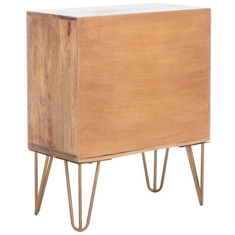 Solene 1 Drawer Nightstand - Natural/Brass - Safavieh.