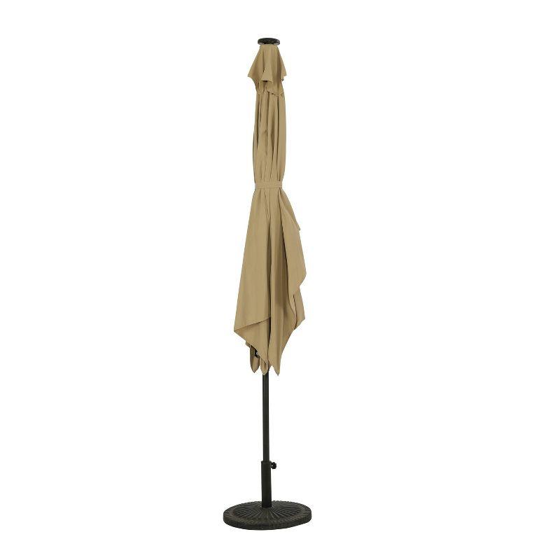 10' x 6.5' Rectangular Nassau Market Patio Umbrella with LED Bulb Lights Champagne - Island Umbrella: Solar-Powered, Weather-Resistant