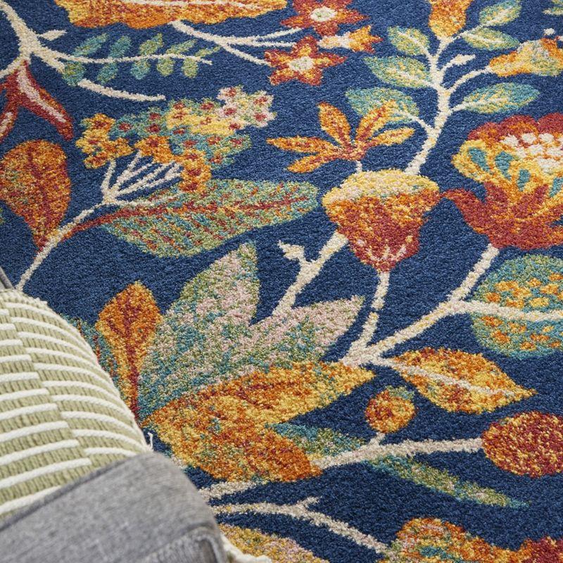 Nourison Allur Botanical Indoor Area Rug Navy Multicolor 5'3" x 7'3"