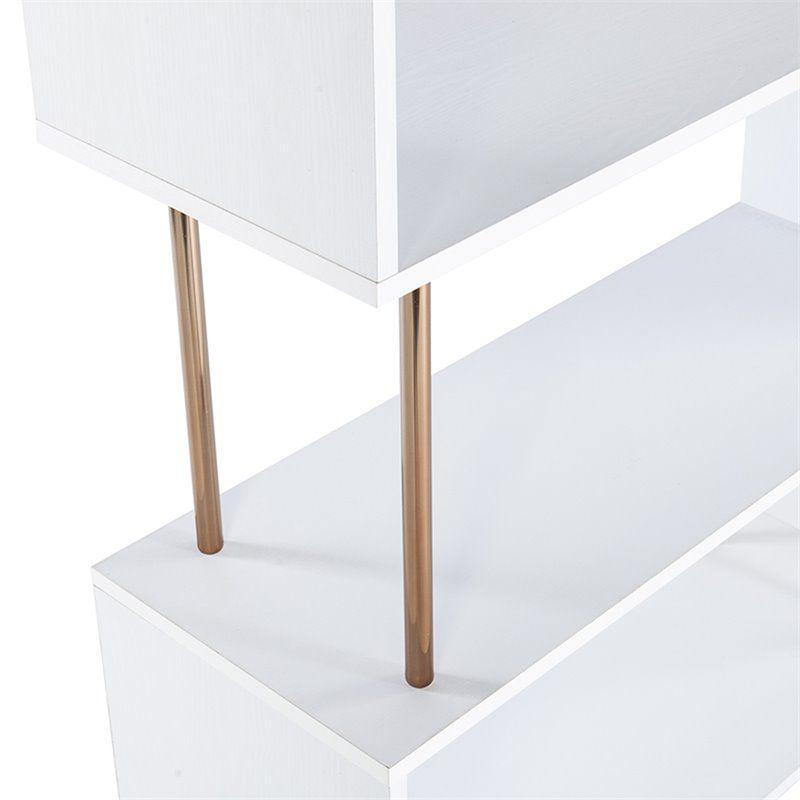 SEI Furniture Beckerman 4 Shelf Bookcase in White and Champagne