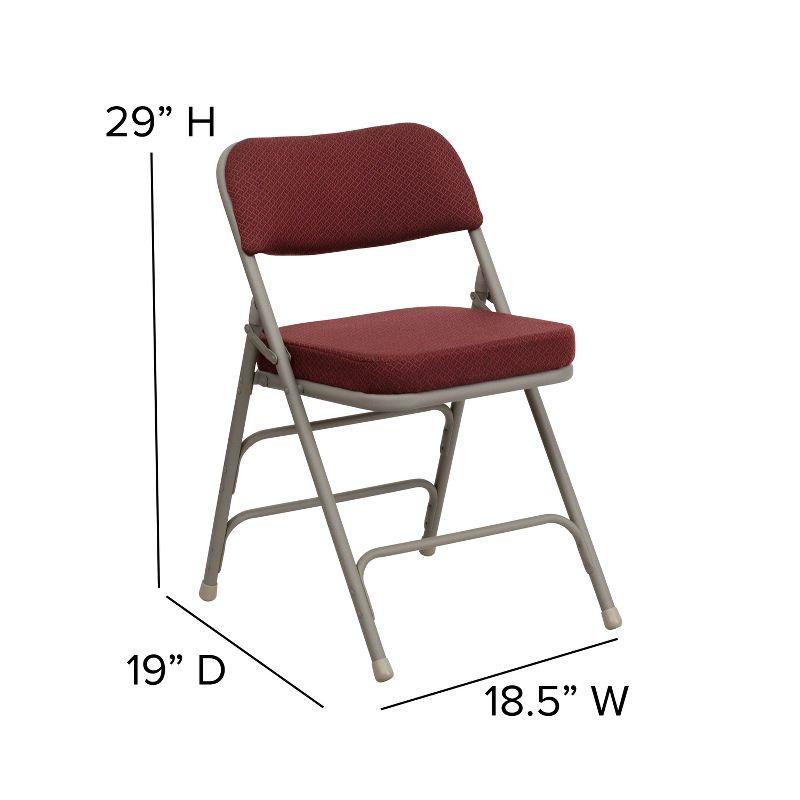 Set of 2 Burgundy Fabric Cushioned Metal Folding Reception Chairs