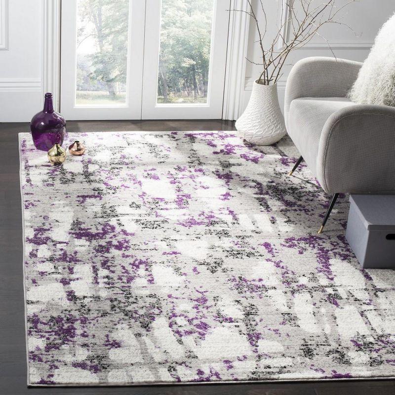 Elysian Grey & Purple Medallion Synthetic Area Rug - 5'1" x 7'6"