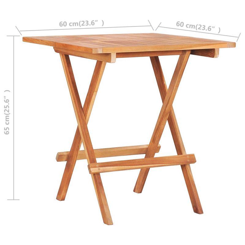 vidaXL Folding Bistro Table 23.6 in.x23.6 in.x25.6 in. Solid Teak Wood