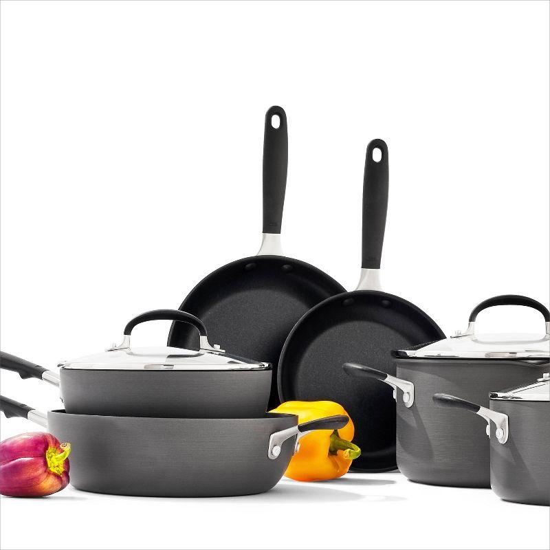 OXO 10-Piece Non-Stick Aluminum Cookware Set with Glass Lids