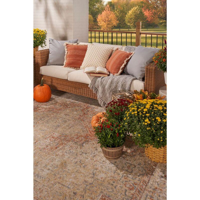 Nourison Essentials Persian Vintage Indoor Outdoor Area Rug Beige Rust 5' x 7'