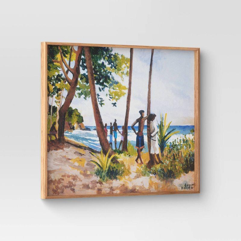 30" x 24" Village Waterfront by Boscoe Holder Framed Canvas board - Threshold™: Modern Style, Pine Frame, Nature Scene