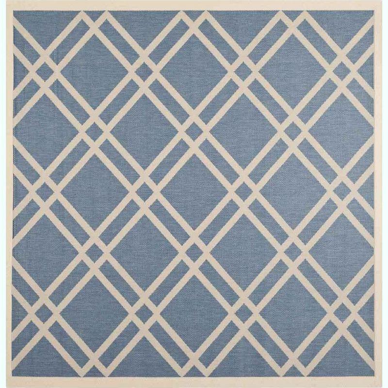 Safavieh Courtyard Blue and Beige Square Indoor/Outdoor Rug