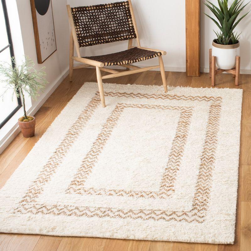 Ivory and Natural Hand-Tufted Wool Area Rug, 3' x 5'