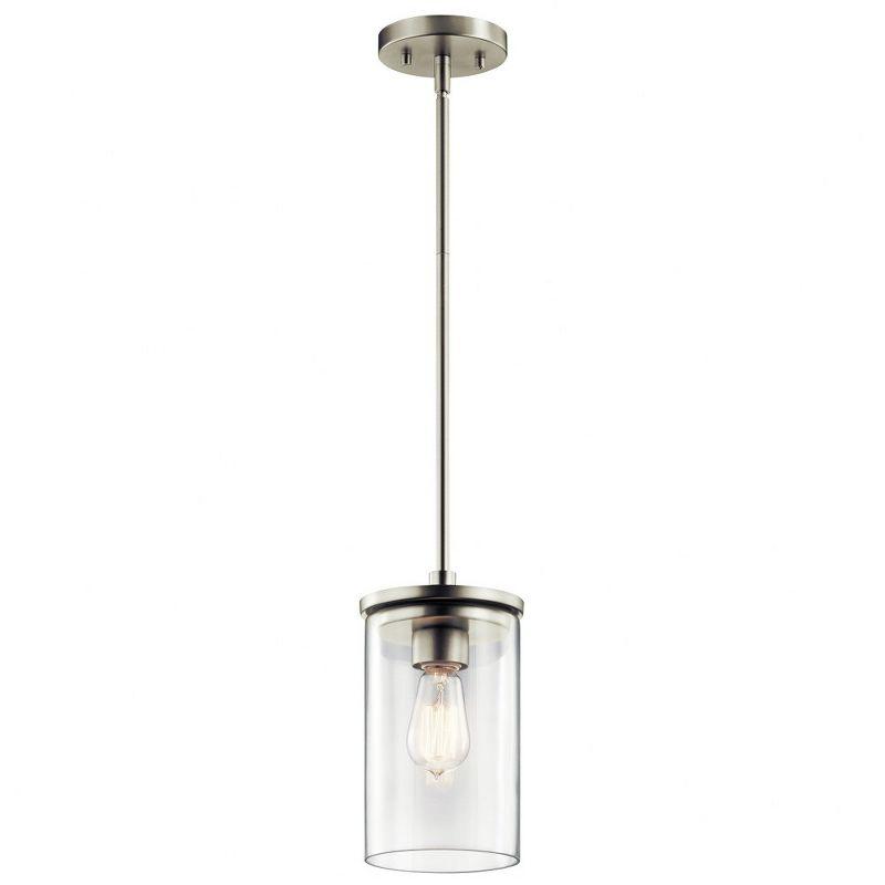 Crosby 10.75" Clear Glass Brushed Nickel Mini Pendant Light