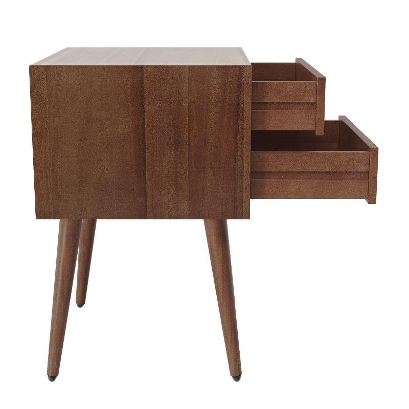 Christopher Knight Home Caesar Mid-Century Modern Acacia Wood Nightstand with 2 Drawers, Brown