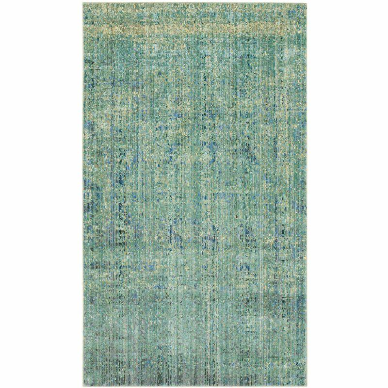 Lush Green Abstract 4' x 6' Hand-Knotted Wool Blend Area Rug