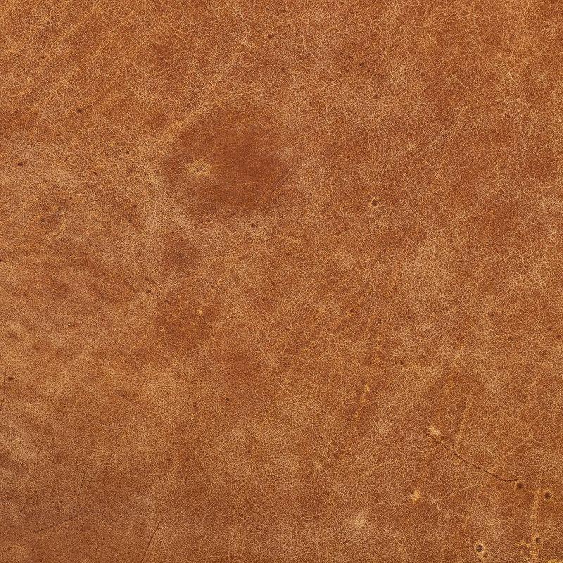 Poly & Bark Ascot Ottoman Cognac Tan: Round Tufted Leather, No Assembly, Dry Dust Care