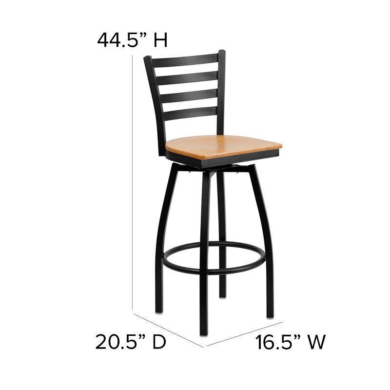 Black Metal Swivel Barstool with Natural Wood Seat