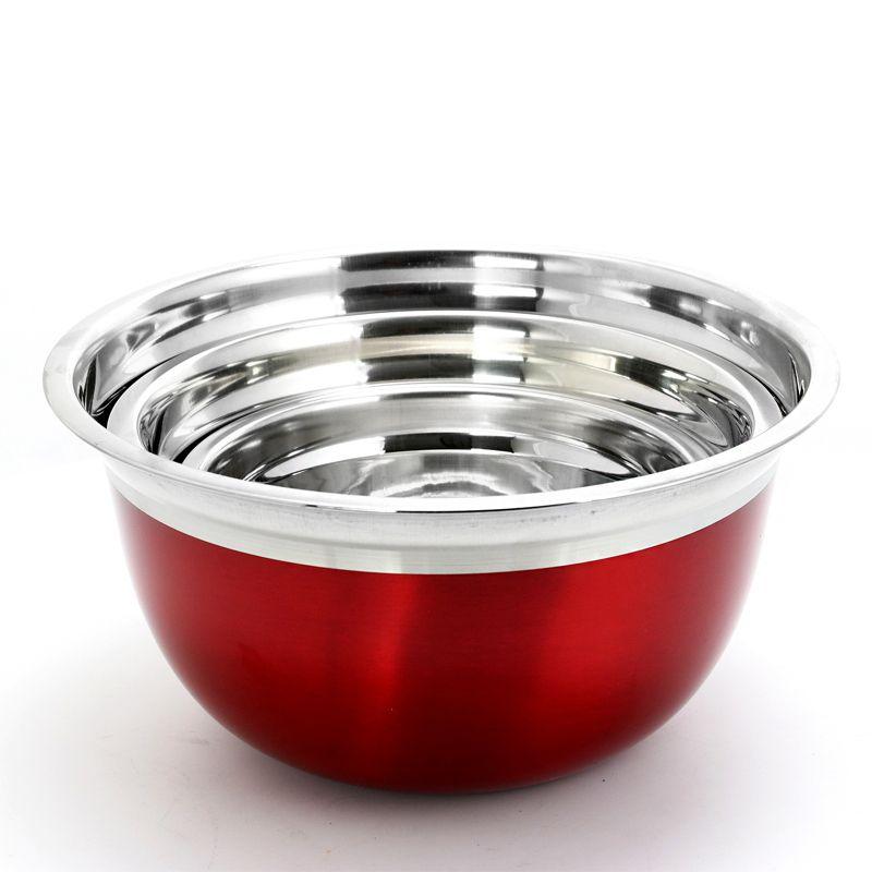 Rosamond Red Stainless Steel 3-Piece Mixing Bowl Set