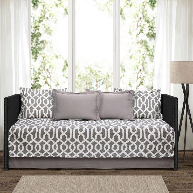 Gray and White Trellis 6-Piece Daybed Cover Set