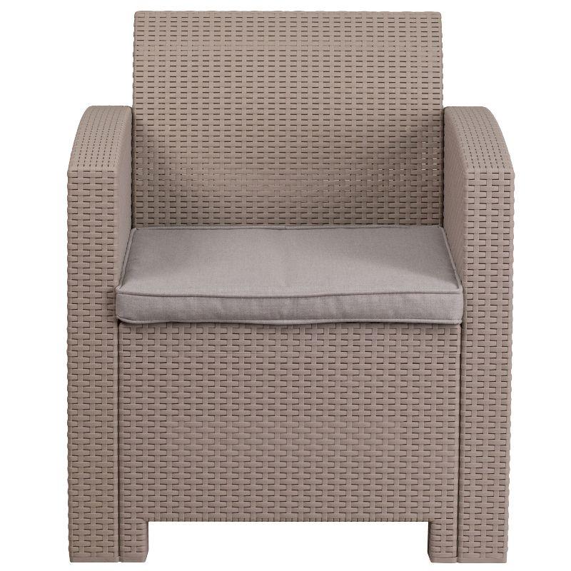 Flash Furniture Faux Rattan Chair with All-Weather Cushion