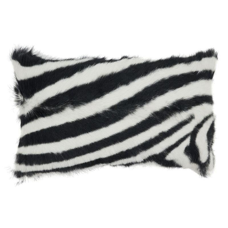 Saro Lifestyle Zebra Goat Fur Throw Pillow With Poly Filling