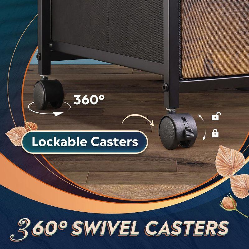 DEVAISE 2 Drawer Mobile File Cabinet, Fabric Vertical Filing Cabinet With Open Storage Shelf,Rolling Printer Stand