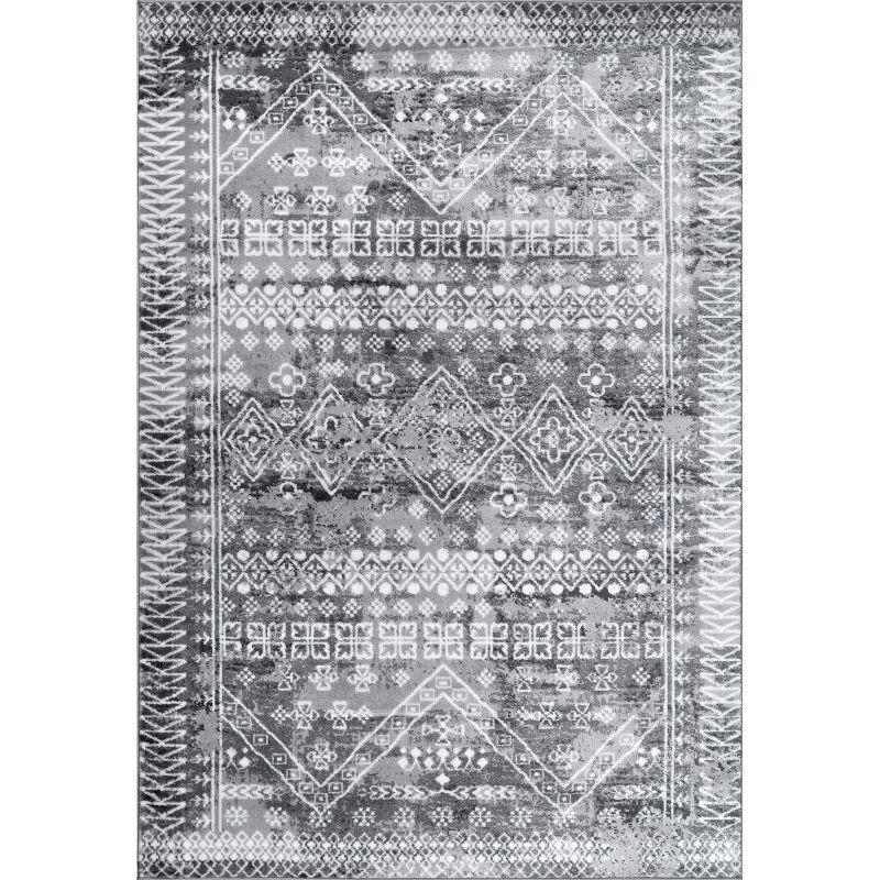 Nuloom Frances Moroccan 5x8 Indoor Area Rug for Living Room Bedroom Dining Room Kitchen, Grey/Ivory