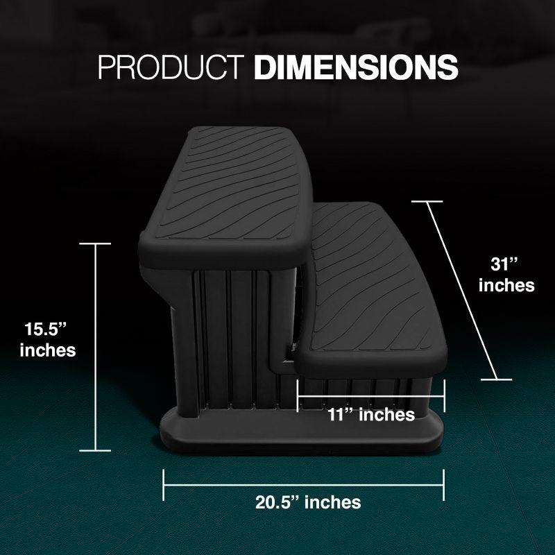 Puri Tech Universal Spa & Hot Tub Outdoor Steps No Slip Grip Support - Black