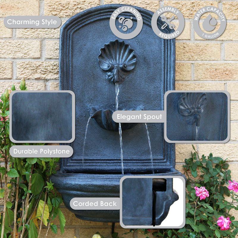 Sunnydaze 27"H Electric Polystone Seaside Outdoor Wall-Mount Water Fountain