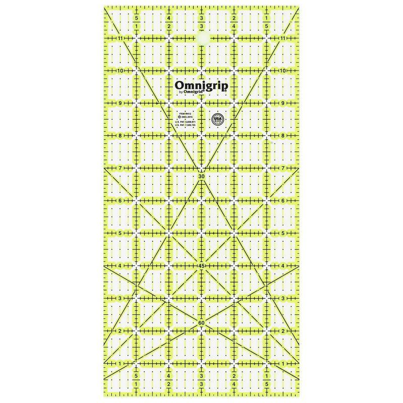 Omnigrip 6" x 12" Non-Slip Quilting Ruler with Grid Markings