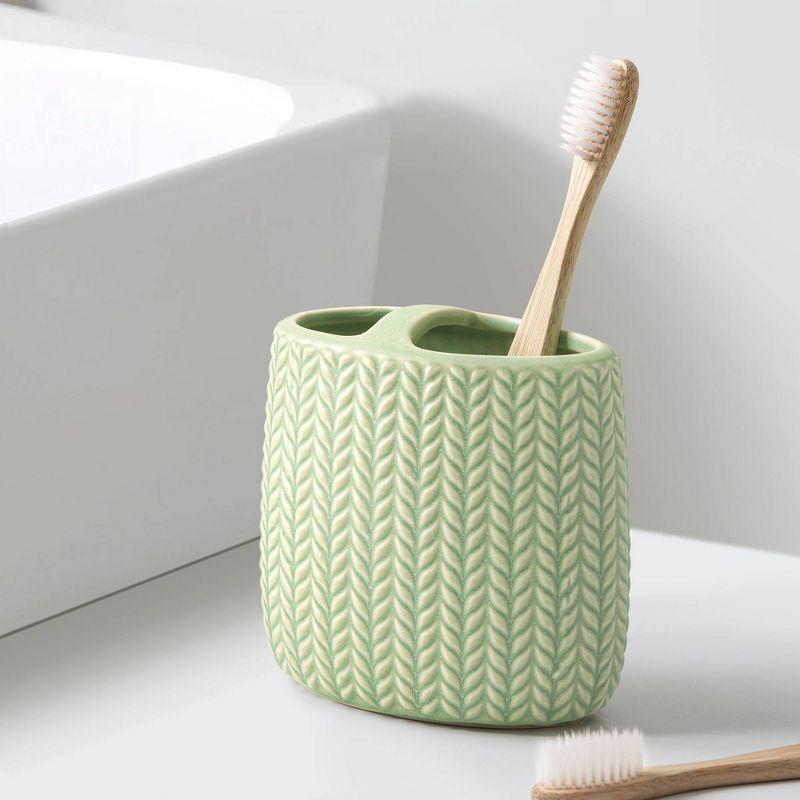 Dashi Toothbrush Holder - Allure Home Creations: Ceramic Bathroom Accessory, Sage Green, 4.1" Height