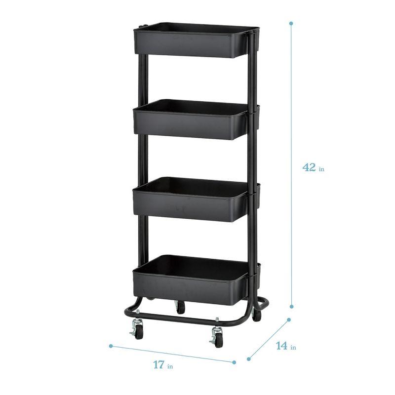 ECR4Kids 4-Tier Metal Rolling Utility Cart - Mobile Storage Organizer