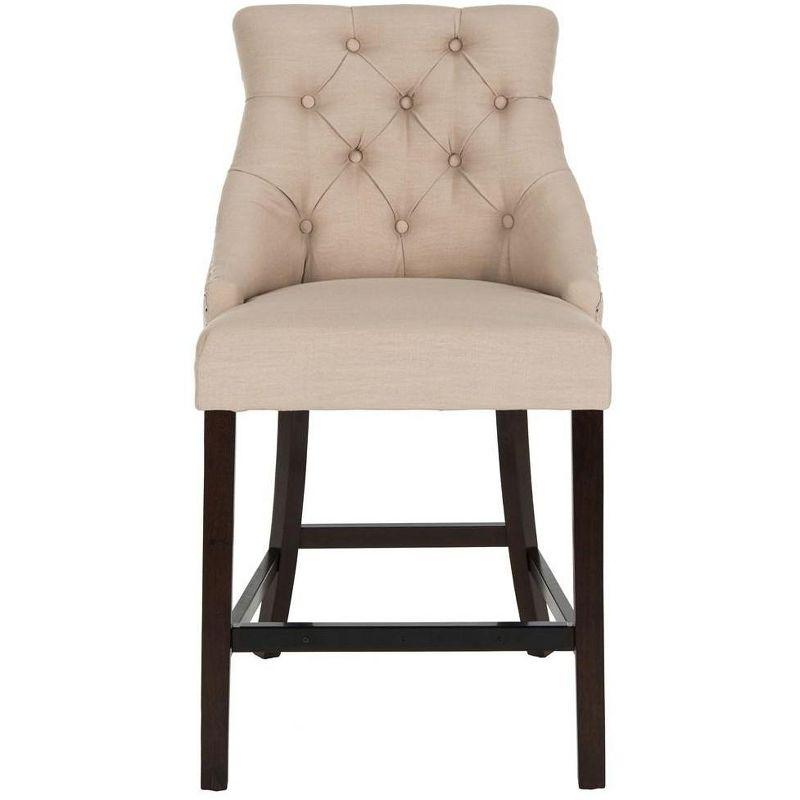 Eleni Tufted Wing Back Counter Stool (Set of 2) - BST6305 - Beige/Espresso - Safavieh