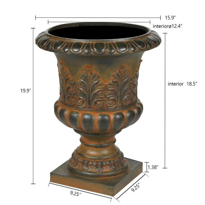 LuxenHome Weathered Brown Decorative MgO Urn Planter