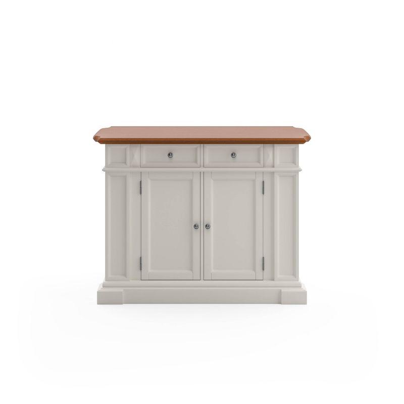 Crisp White and Distressed Oak Finish Spacious Kitchen Island