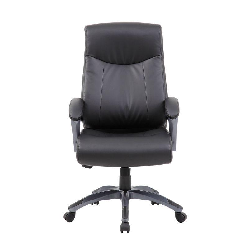 Ergonomic Metal Executive High Back Chair in Black LeatherPlus