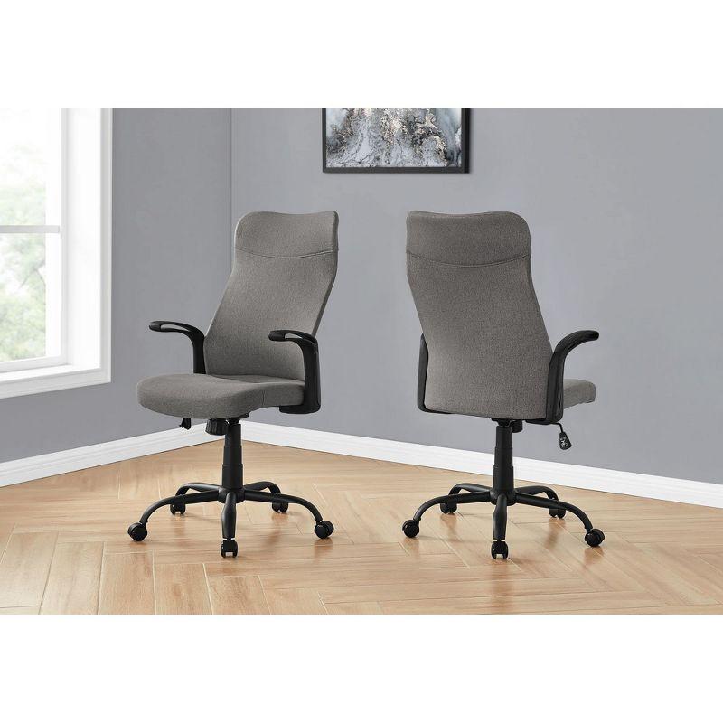 Monarch Specialties Office Chair Adjustable Height Swivel Ergonomic Armrests Computer Desk Work Metal Mesh Grey Black Contemporary Modern
