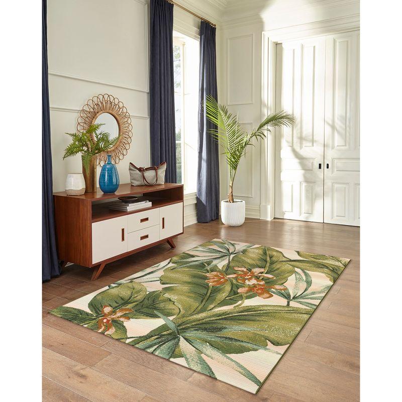 Liora Manne Marina Tropical Leaf Indoor/Outdoor Rug Cream 3'3" x 4'11"