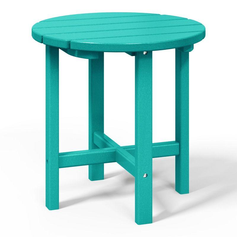 WestinTrends All-Weather Outdoor Patio Round Poly Adirondack Side Table, Turquoise