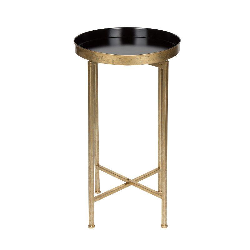 Kate and Laurel Celia Round Metal Tea Table, 14x14x25.75, Gold and Black